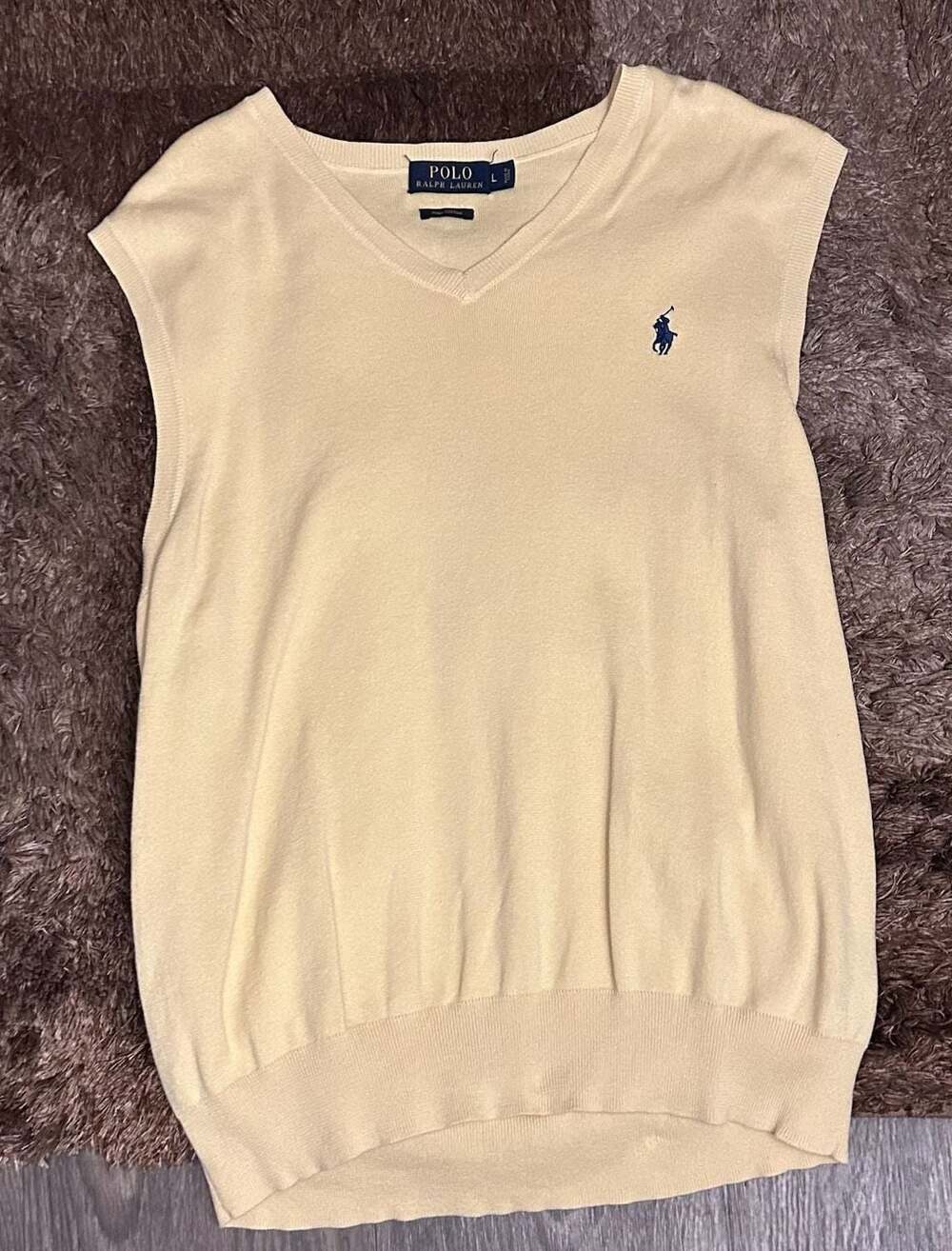 Polo Ralph Lauren V-Neck Pima Cotton Sweater Vest in Pastel Yellow